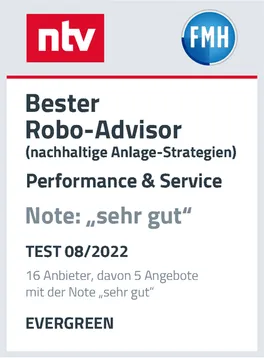 n-tv/FMH Sehr gut, bester nachhaltiger Robo-Advisor 2022