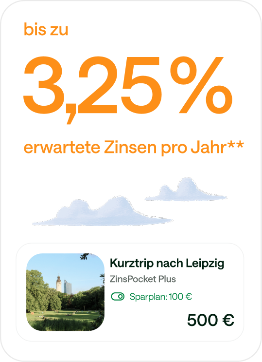 Der aktuelle Zinsertrag wird in Prozent ausgewiesen. Einblick in die Evergreen-App im Bereich Zinspocket.